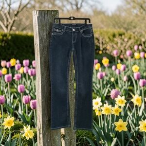 Roz & Ali Dark Blue Boot-Cut Jeans 4 AVERAGE With Bling